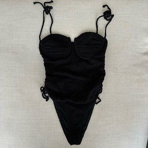 Devon Windsor Rachel Black Texture One Piece Swimsuit